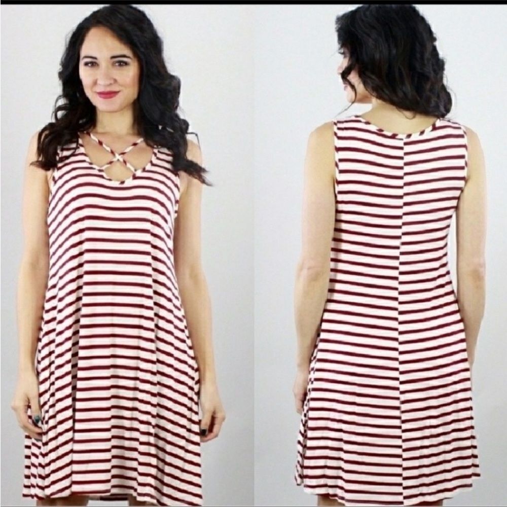 Cute Red/White Striped Dress